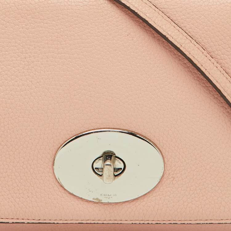 Pre Owned Coach Light Pink Leather Crosstown Flap Shoulder Bag