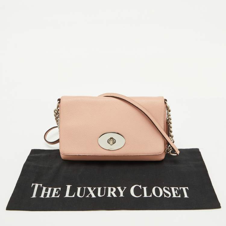 Pre Owned Coach Light Pink Leather Crosstown Flap Shoulder Bag