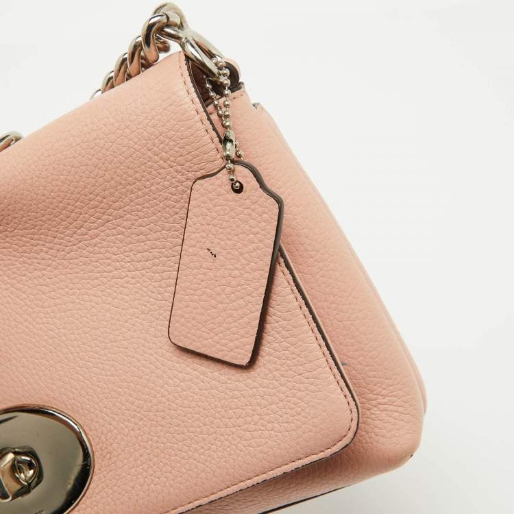 Pre Owned Coach Light Pink Leather Crosstown Flap Shoulder Bag