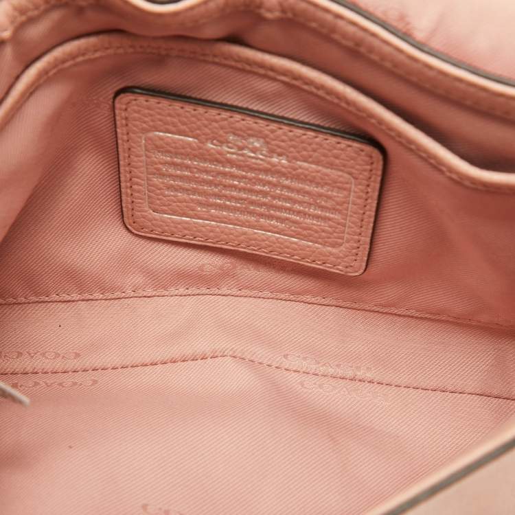 Pre Owned Coach Light Pink Leather Crosstown Flap Shoulder Bag