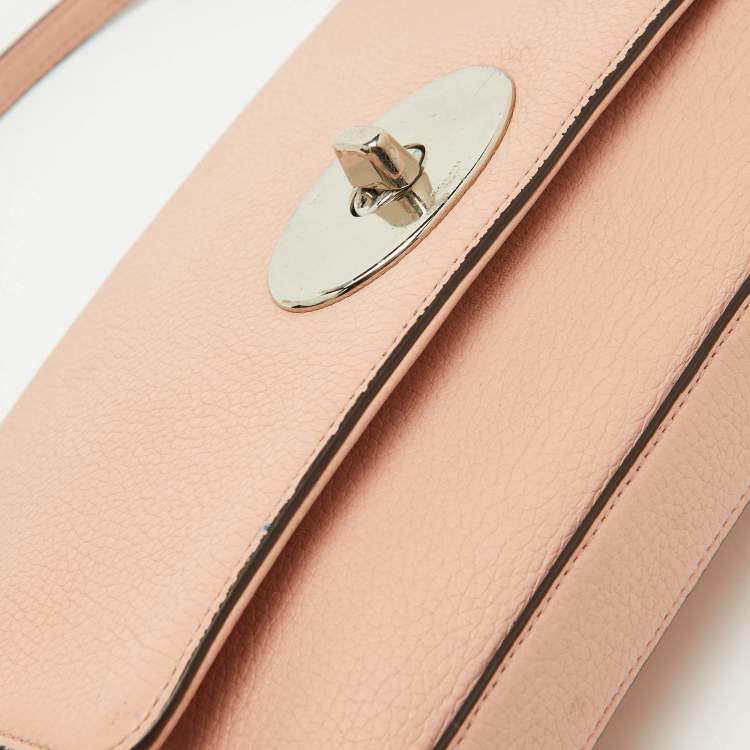 Pre Owned Coach Light Pink Leather Crosstown Flap Shoulder Bag