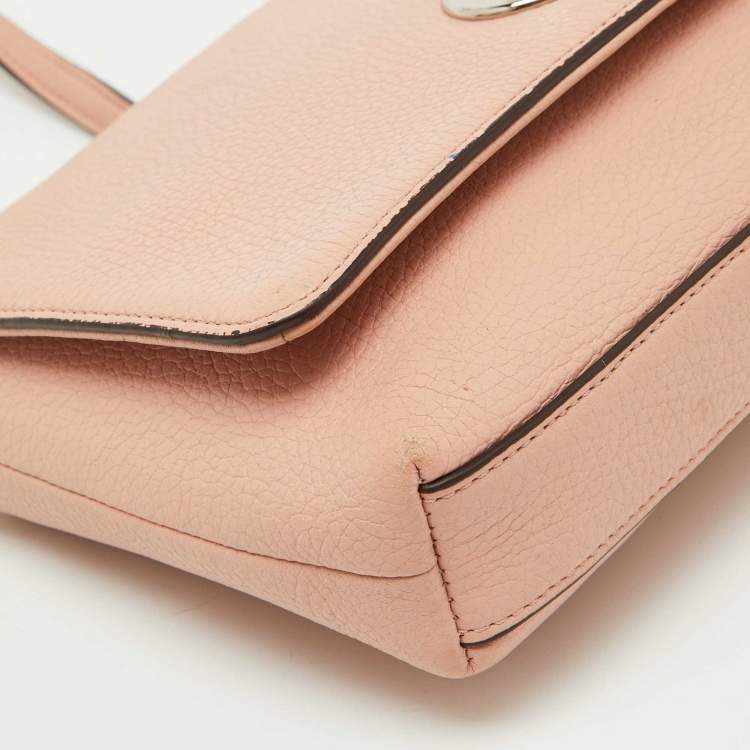 Pre Owned Coach Light Pink Leather Crosstown Flap Shoulder Bag