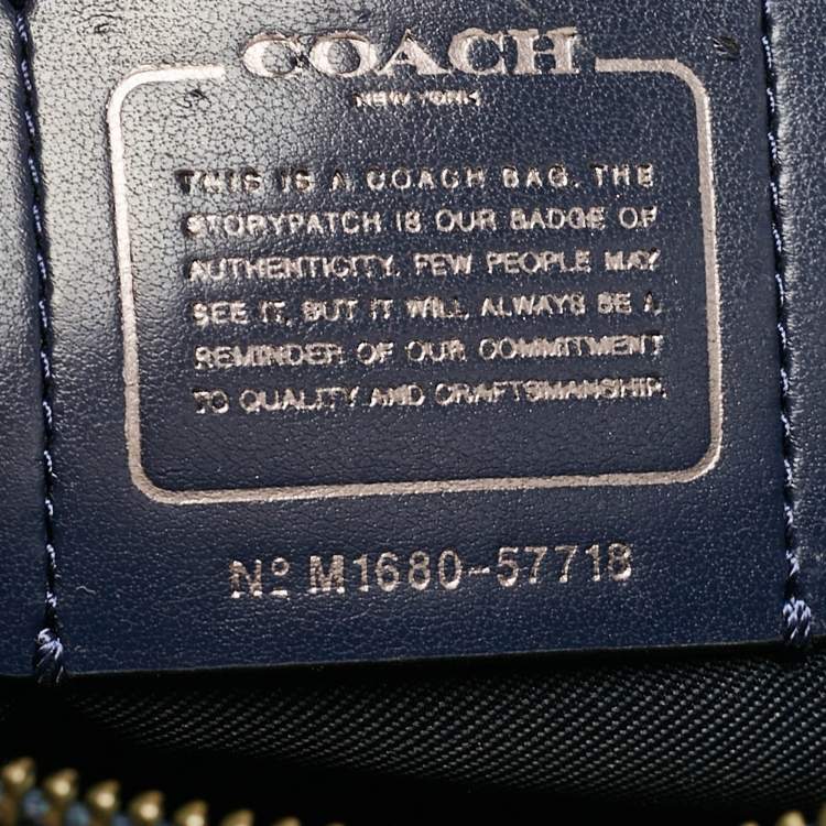 Pre Owned Coach Navy Blue Croc Embossed Leather Brooklyn Carryall Satchel