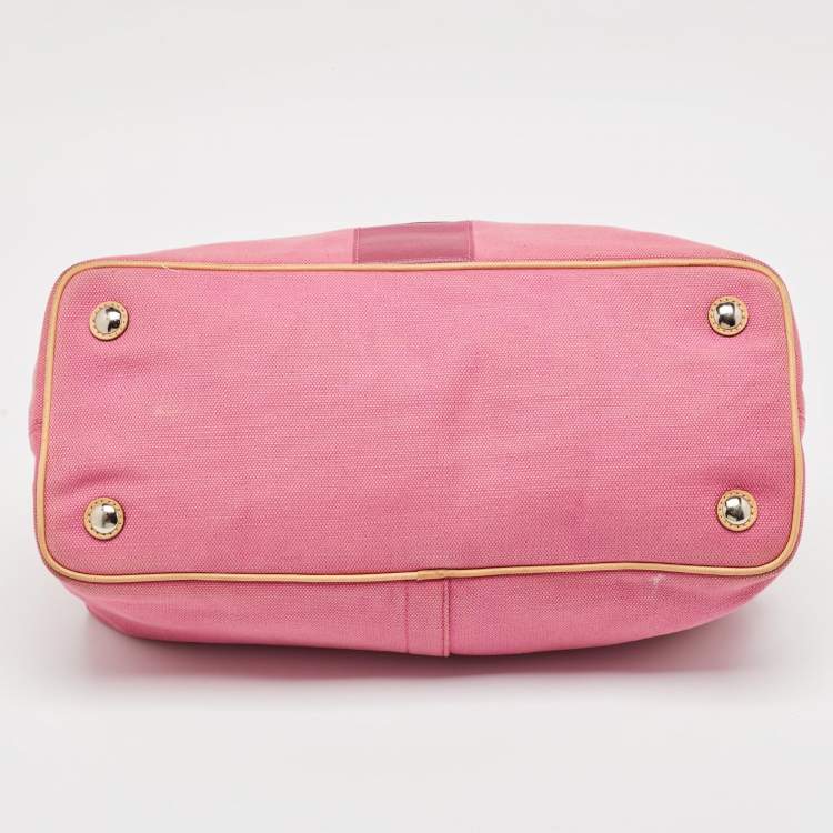 Pre Owned Coach Pink/Beige Canvas and Leather Hamptons Archive 10th Anniversary Tote