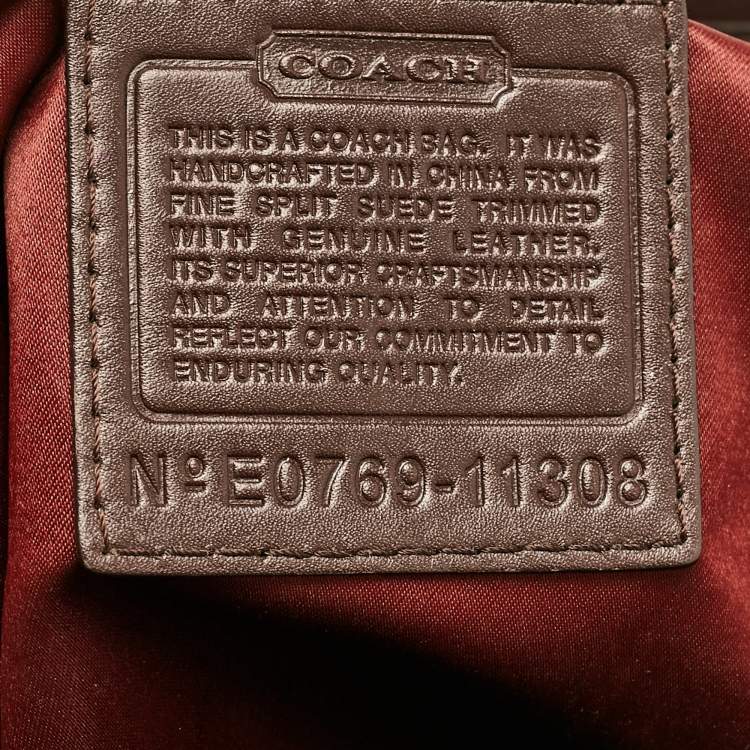 Pre Owned Coach Burgundy/Brown Leather and Suede Patchwork Ergo Hobo