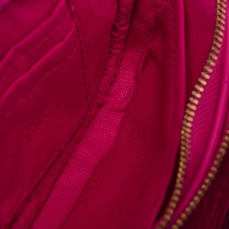 Pre Owned Coach Neon Pink Quilted Leather Mini Crossbody Bag
