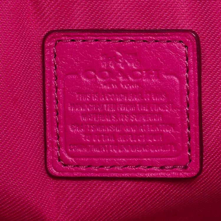 Pre Owned Coach Neon Pink Quilted Leather Mini Crossbody Bag