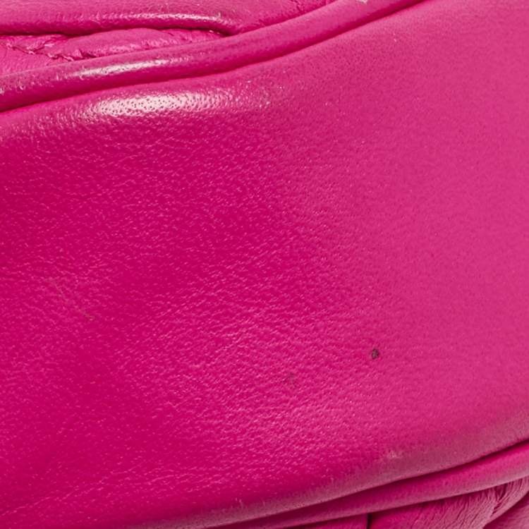 Pre Owned Coach Neon Pink Quilted Leather Mini Crossbody Bag