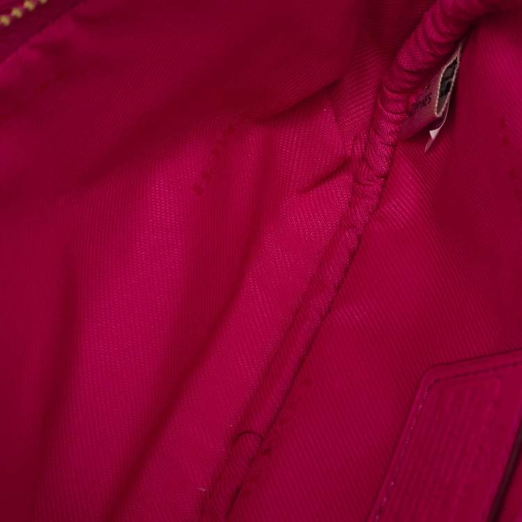 Pre Owned Coach Neon Pink Quilted Leather Mini Crossbody Bag