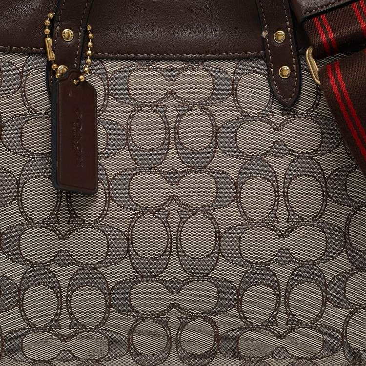 Pre Owned Coach Dark Brown Signature Canvas and Leather Field 22 Tote