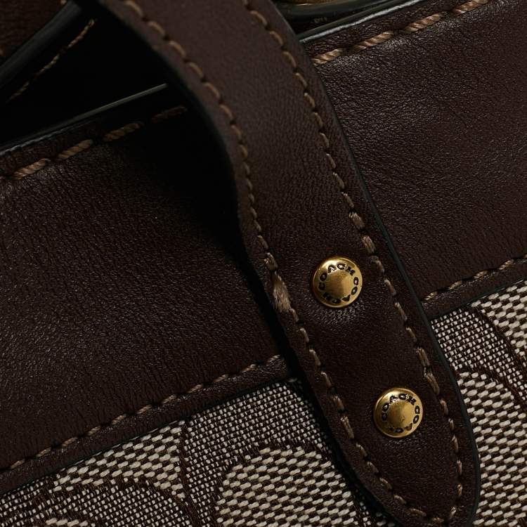 Pre Owned Coach Dark Brown Signature Canvas and Leather Field 22 Tote