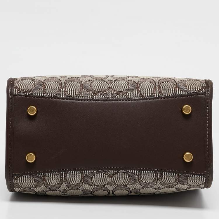 Pre Owned Coach Dark Brown Signature Canvas and Leather Field 22 Tote