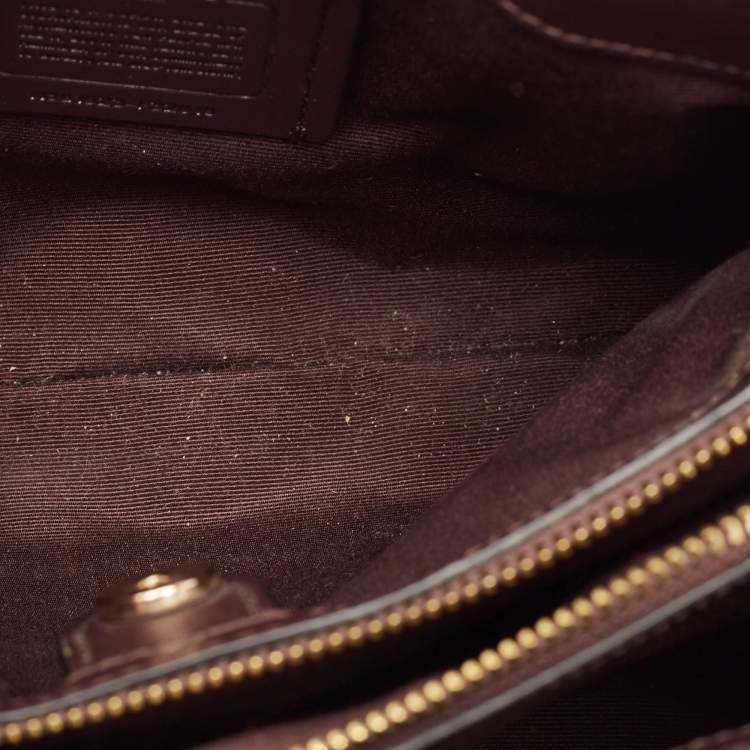 Pre Owned Coach Burgundy Patent Leather Mini Sage Carryall Satchel