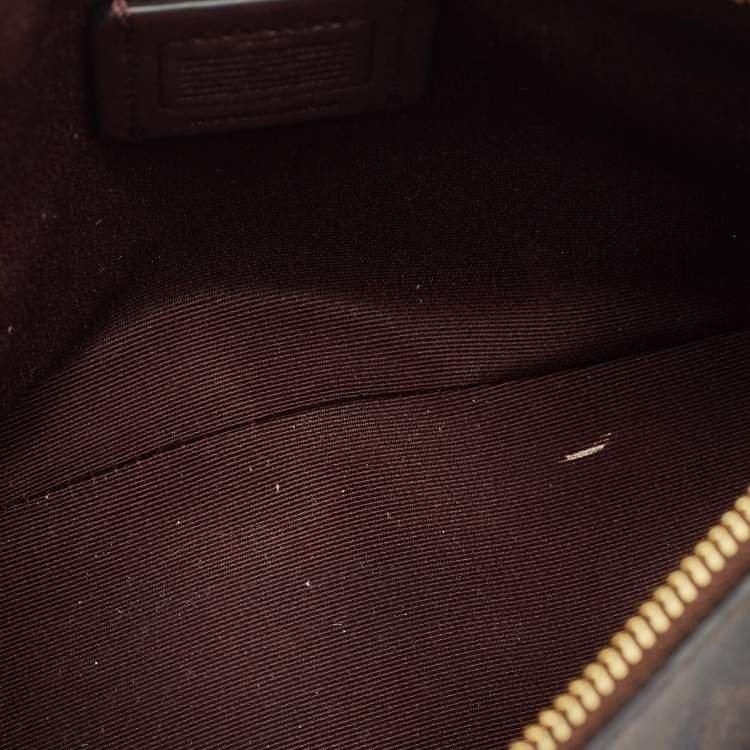 Pre Owned Coach Black/Brown Signature Coated Canvas and Leather Mini Gallery Crossbody Bag