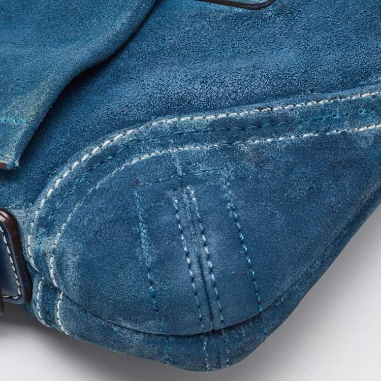 Pre Owned Coach Blue Suede Soho Flap Shoulder Bag