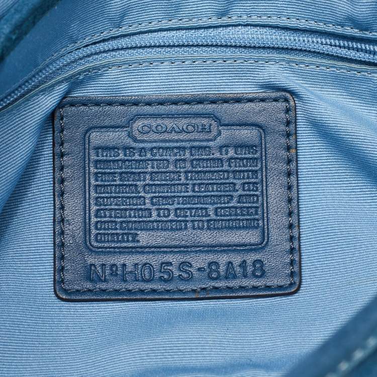 Pre Owned Coach Blue Suede Soho Flap Shoulder Bag