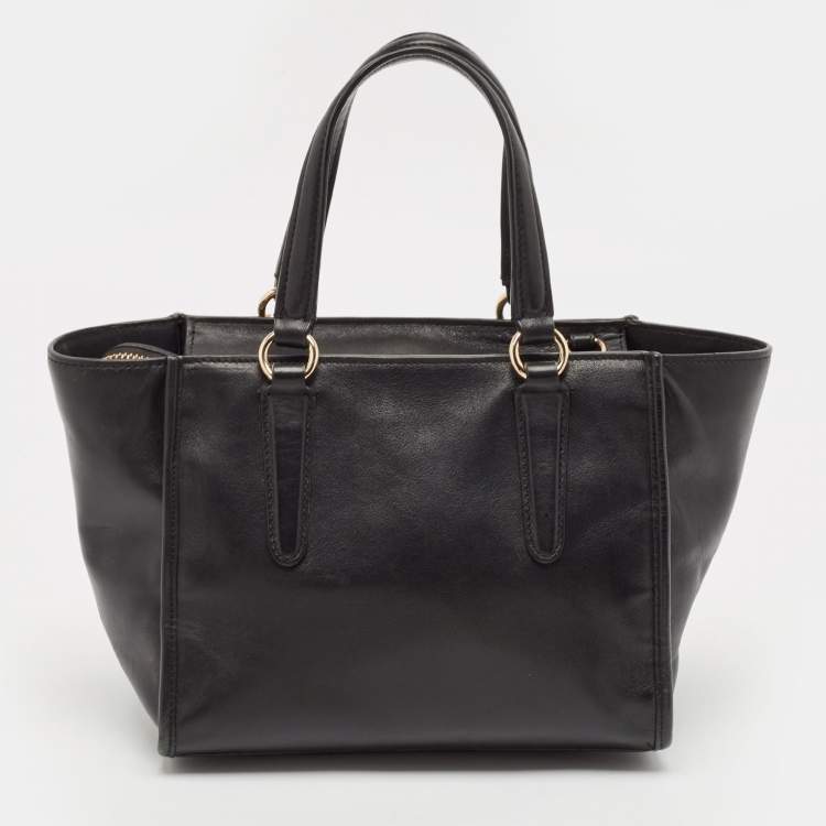 Pre Owned Coach Black Leather Crosby Carryall Tote