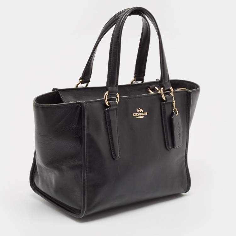 Pre Owned Coach Black Leather Crosby Carryall Tote