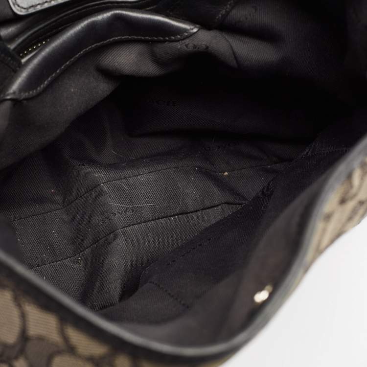 Pre Owned Coach Black Signature Canvas and Leather Edie 31 Satchel