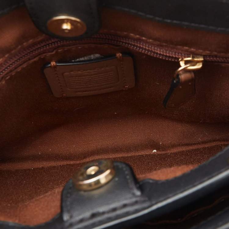 Pre Owned Coach Black/Brown Signature Coated Canvas and Leather Mini Lane Tote