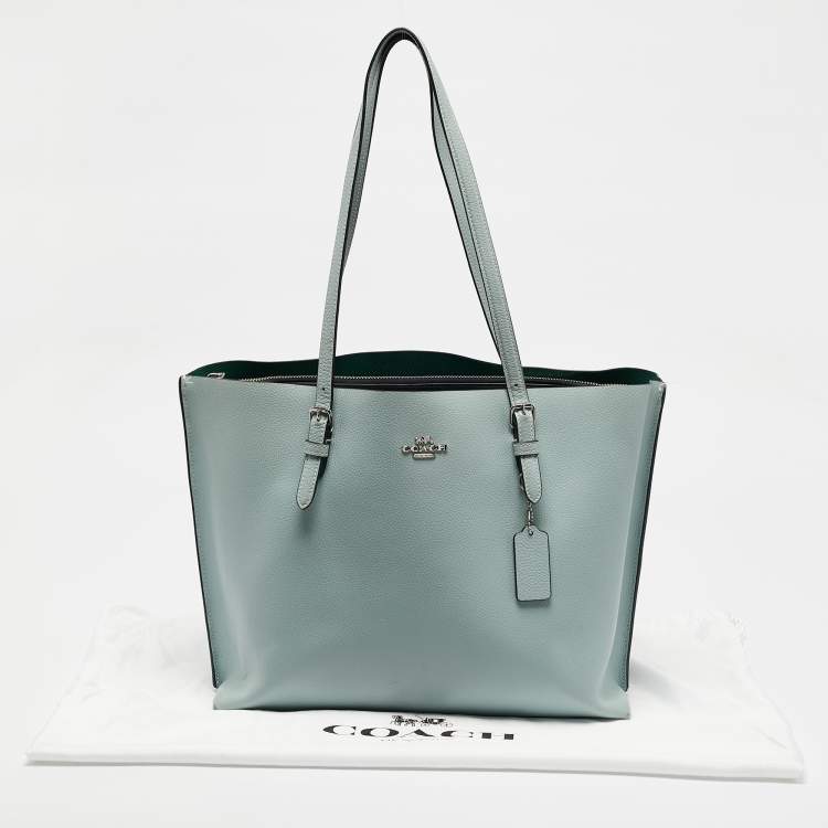Pre Owned Coach Light Green Leather Molly Shopper Tote