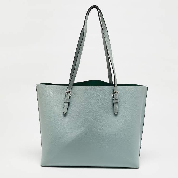 Pre Owned Coach Light Green Leather Molly Shopper Tote