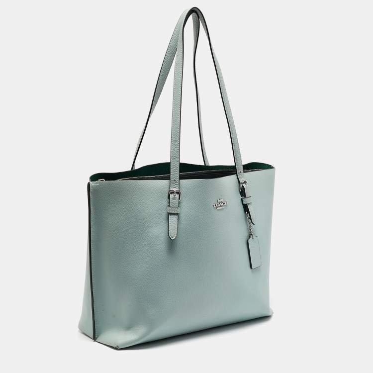 Pre Owned Coach Light Green Leather Molly Shopper Tote
