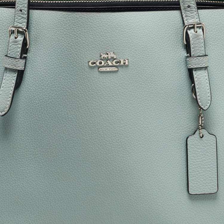 Pre Owned Coach Light Green Leather Molly Shopper Tote