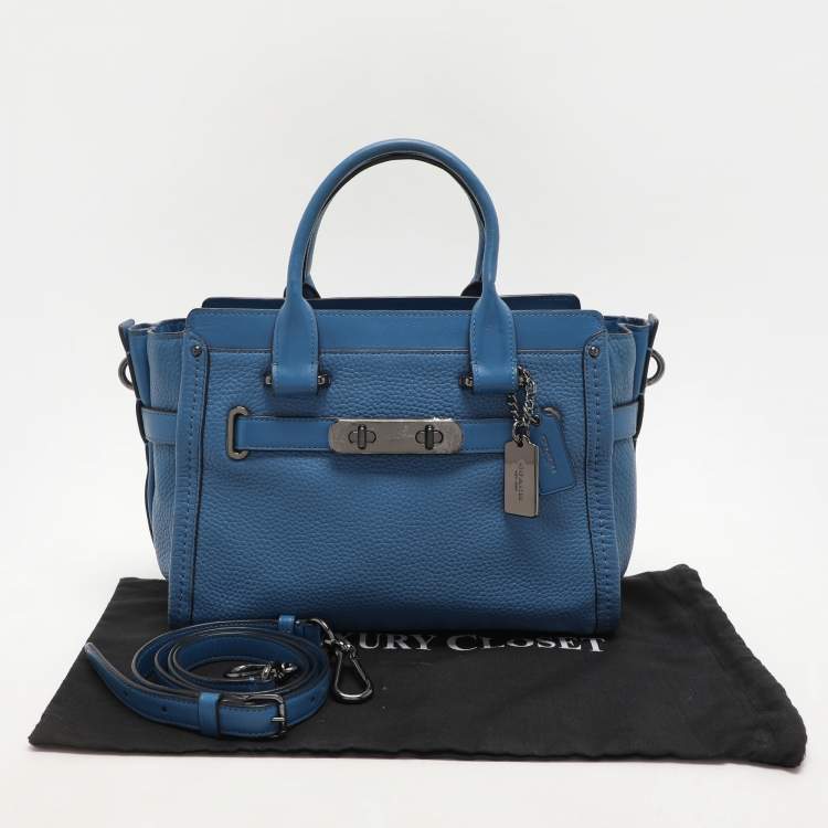 Pre Owned Coach Blue Leather Swagger Satchel