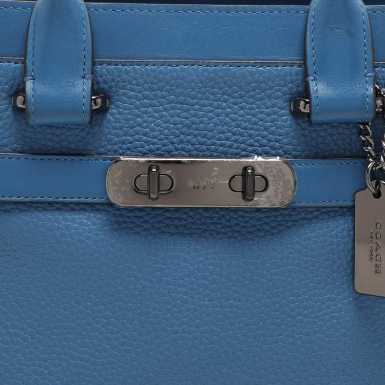 Pre Owned Coach Blue Leather Swagger Satchel
