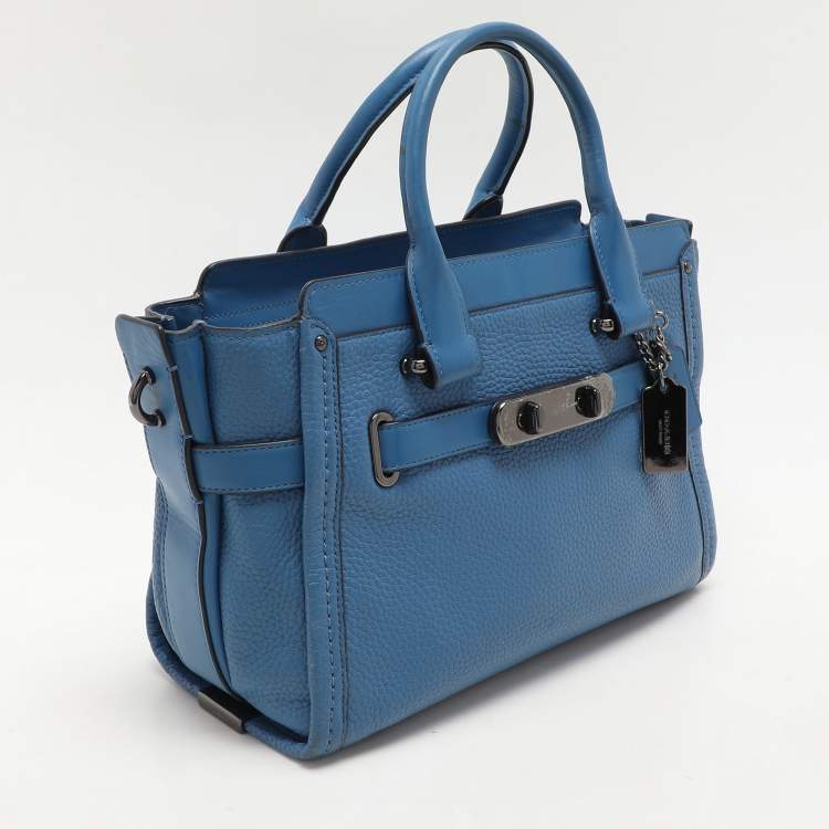 Pre Owned Coach Blue Leather Swagger Satchel