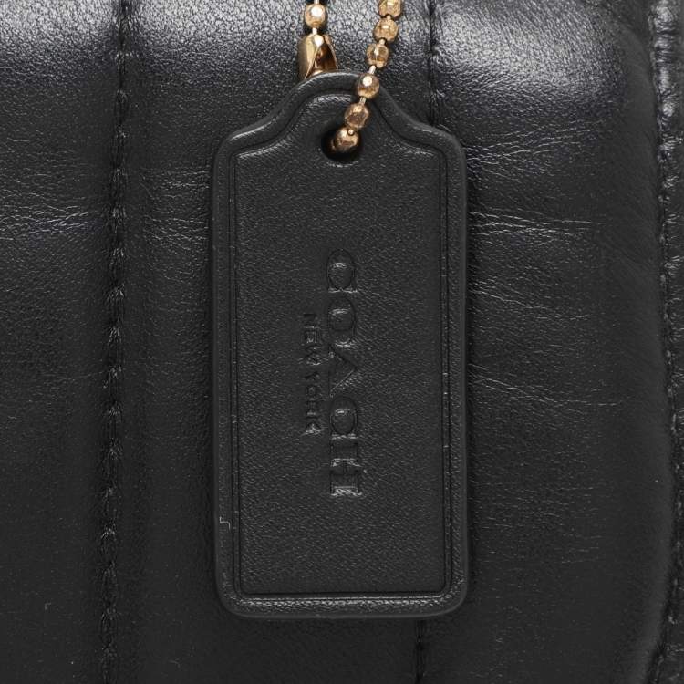 Pre Owned Coach Black Quilted Leather Top Handle Bag