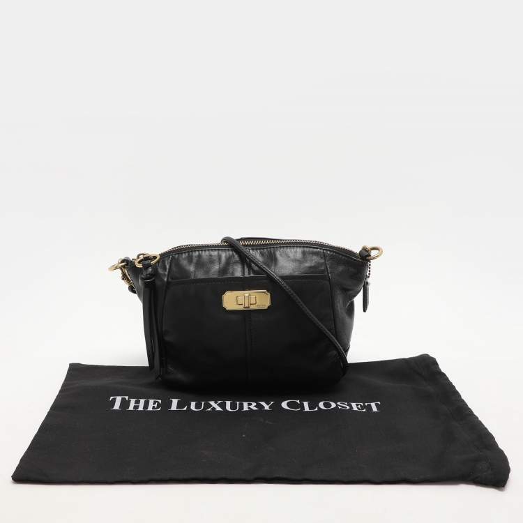 Pre Owned Coach Black Leather Crossbody Bag