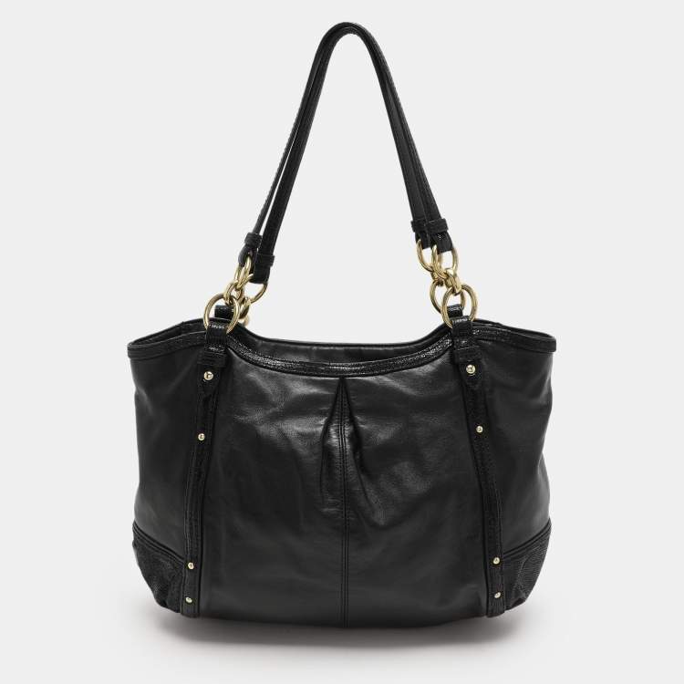 Pre Owned Coach Black Leather Alexandra Tote