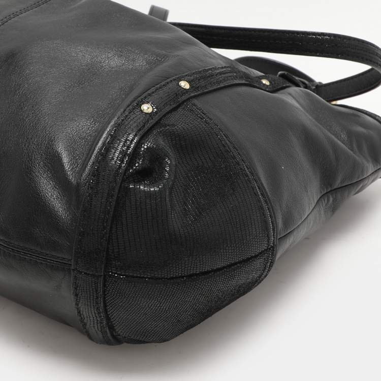 Pre Owned Coach Black Leather Alexandra Tote