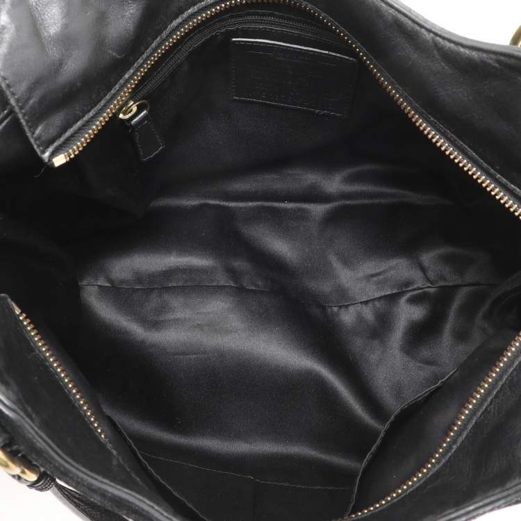 Pre Owned Coach Black Leather Alexandra Tote