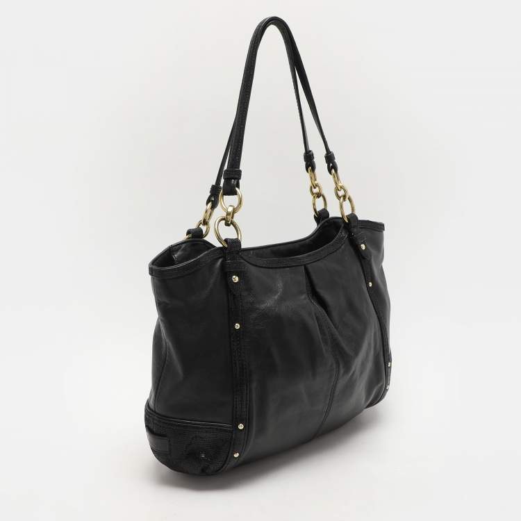 Pre Owned Coach Black Leather Alexandra Tote