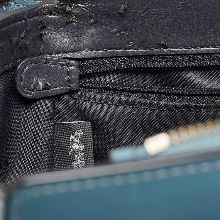 Pre Owned Coach Two Tone Blue Leather and Suede Swagger 27 Carryall Satchel