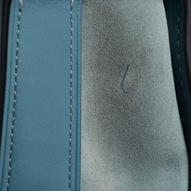 Pre Owned Coach Two Tone Blue Leather and Suede Swagger 27 Carryall Satchel