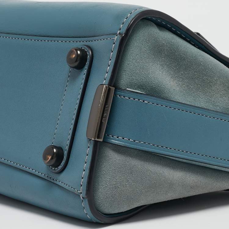 Pre Owned Coach Two Tone Blue Leather and Suede Swagger 27 Carryall Satchel
