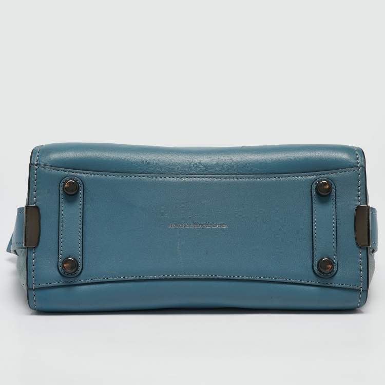 Pre Owned Coach Two Tone Blue Leather and Suede Swagger 27 Carryall Satchel