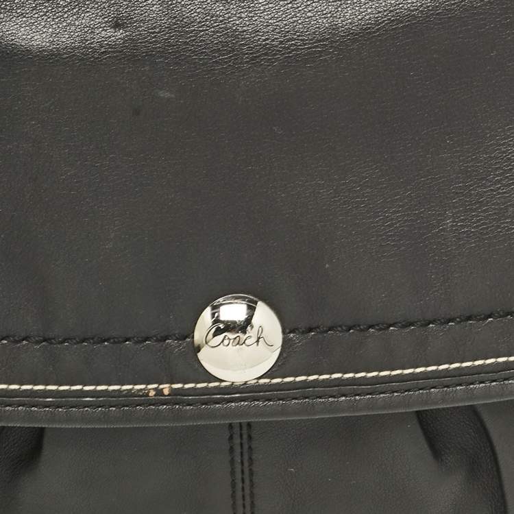 Pre Owned Coach Black Leather Flap Shoulder Bag