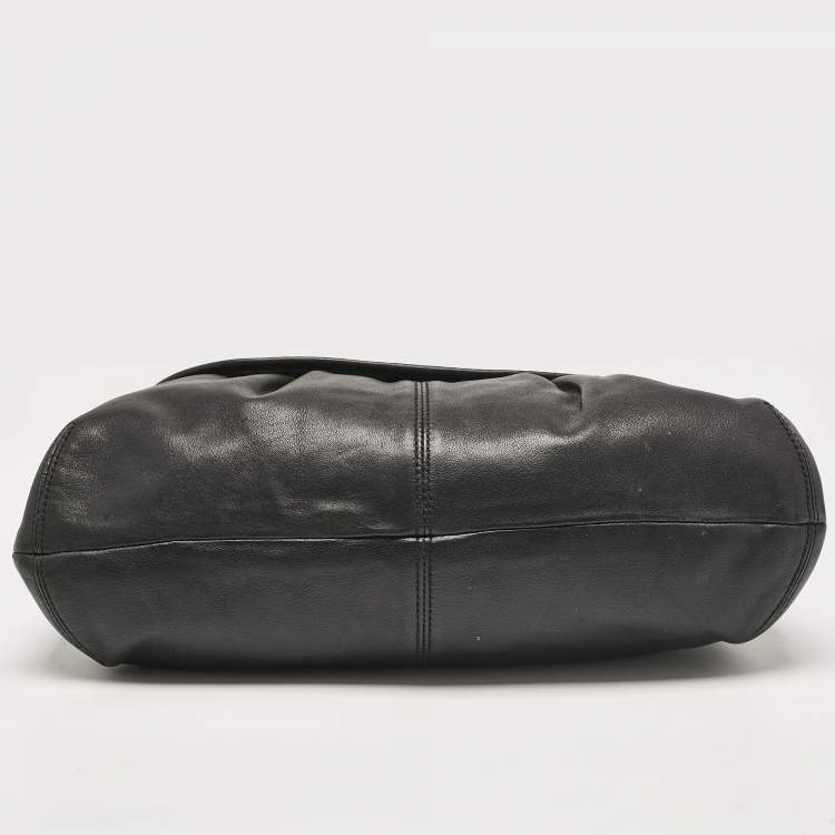 Pre Owned Coach Black Leather Flap Shoulder Bag