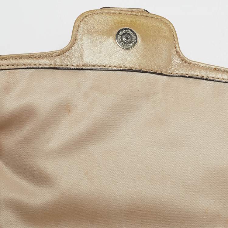 Pre Owned Coach Metallic Beige Leather Taylor Flap Bag