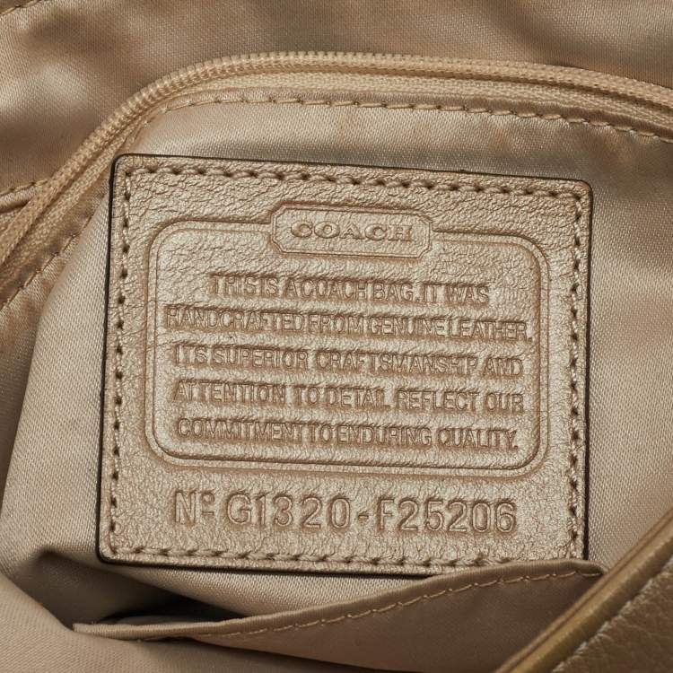 Pre Owned Coach Metallic Beige Leather Taylor Flap Bag