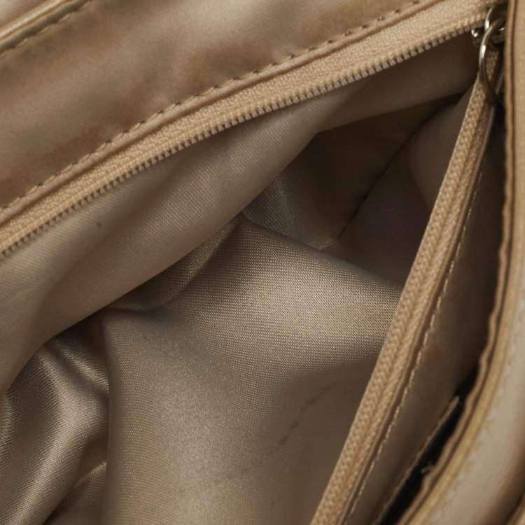 Pre Owned Coach Metallic Beige Leather Taylor Flap Bag