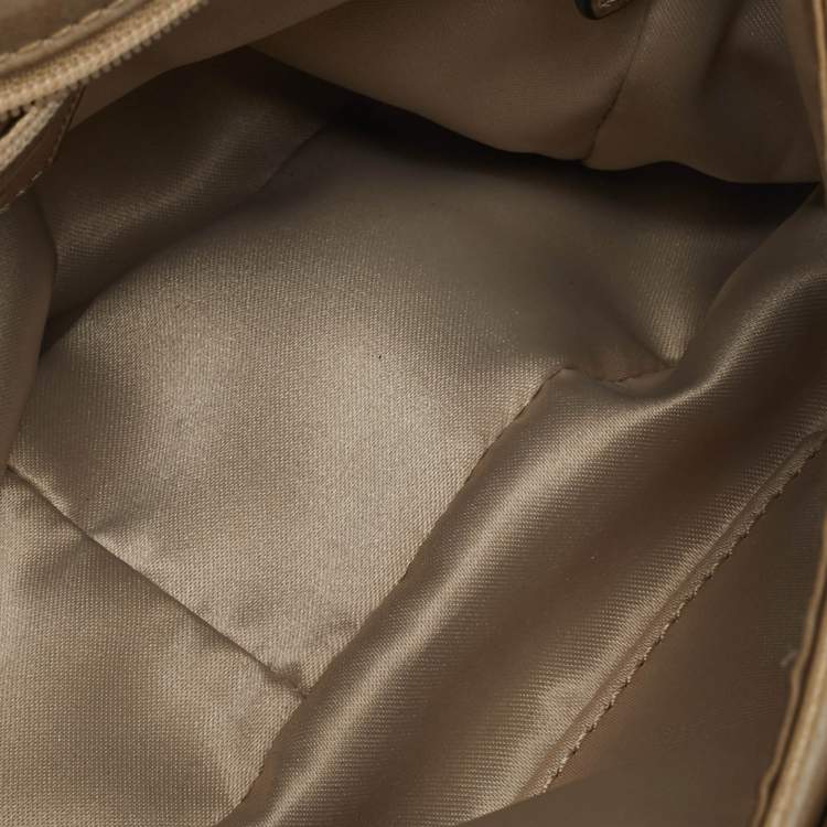 Pre Owned Coach Metallic Beige Leather Taylor Flap Bag
