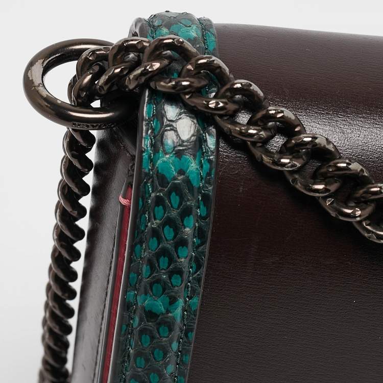 Pre Owned Coach Multicolor Leather and Snakeskin Hutton Shoulder Bag