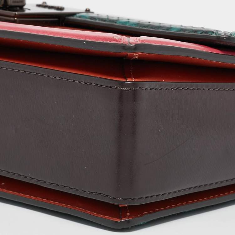 Pre Owned Coach Multicolor Leather and Snakeskin Hutton Shoulder Bag