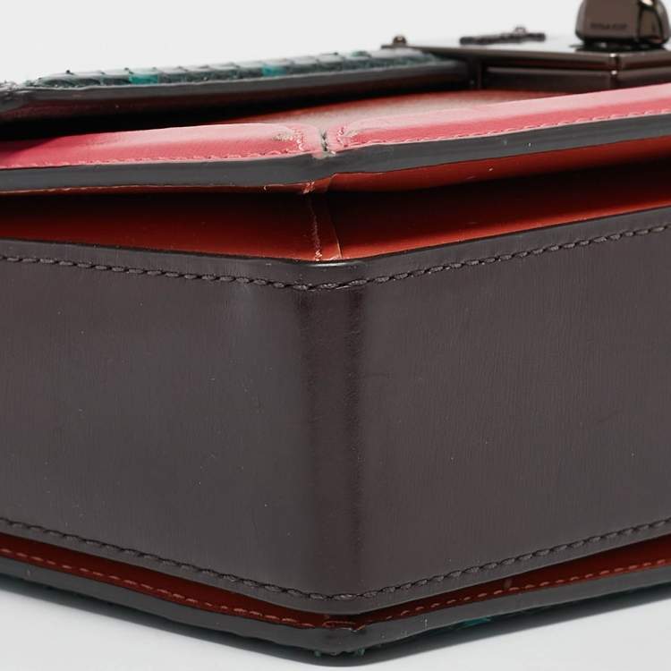 Pre Owned Coach Multicolor Leather and Snakeskin Hutton Shoulder Bag